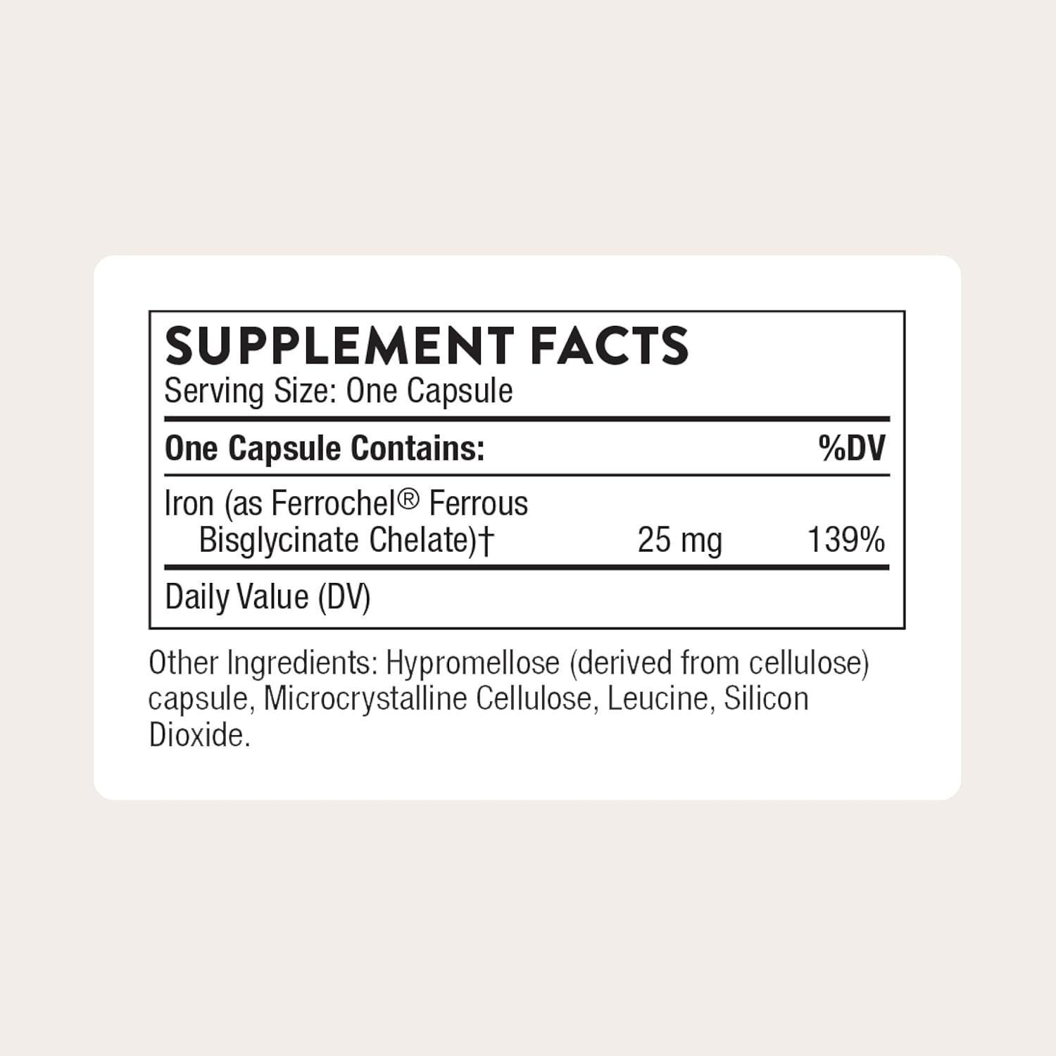 Thorne Iron Bisglycinate 60 Capsules - 25 mg per Capsule