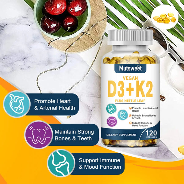 Mutsweet Vitamin D3 + K2 - Vitamin K2 MK7 120 Capsules