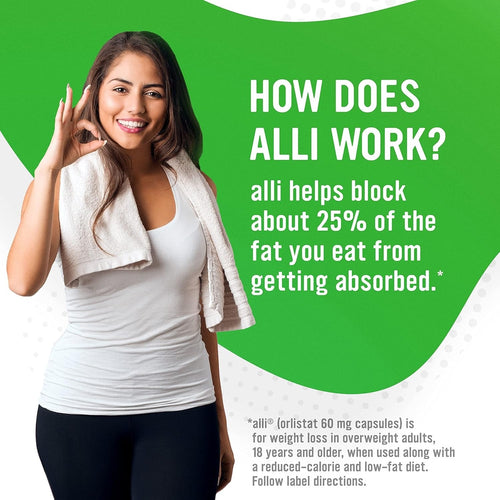 alli Weight Loss Diet Pills, Orlistat 60 mg Capsules