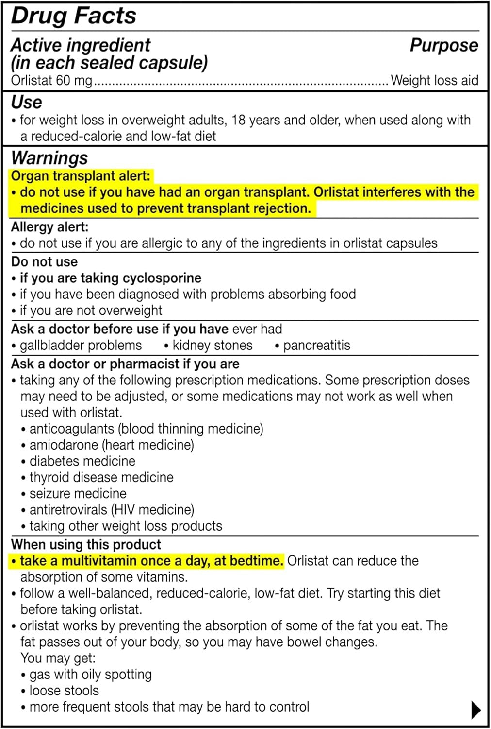 alli Weight Loss Diet Pills, Orlistat 60 mg Capsules