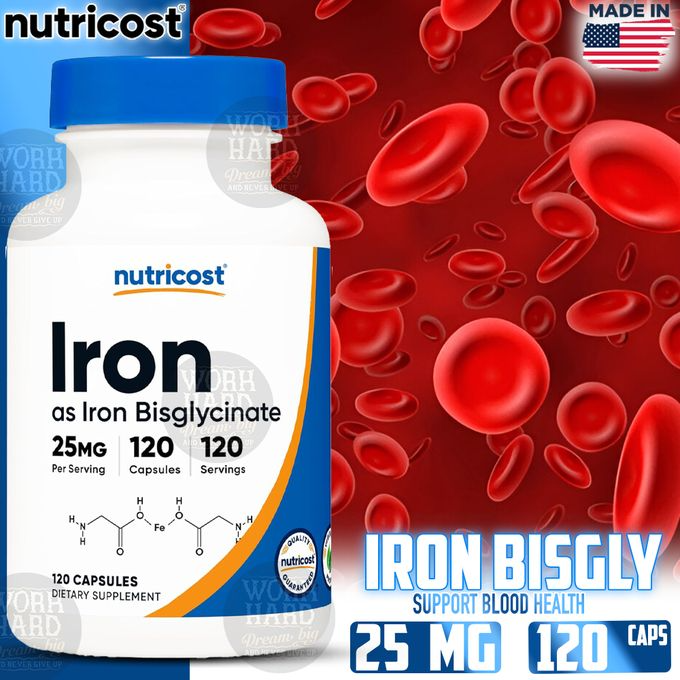 Nutricost Iron Bisglycinate 25mg 120 Capsules