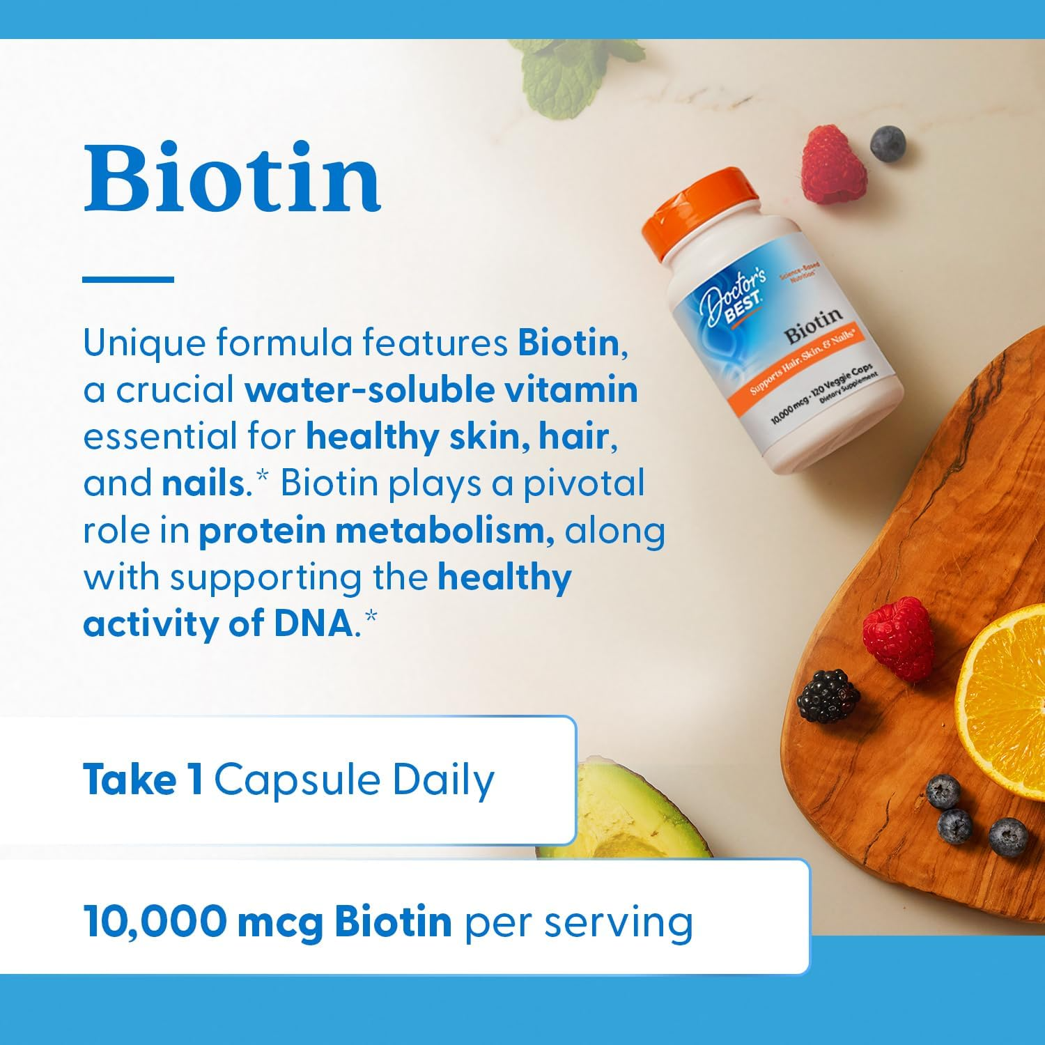 Doctor's Best Biotin 10,000 mcg, 120 Veg Caps